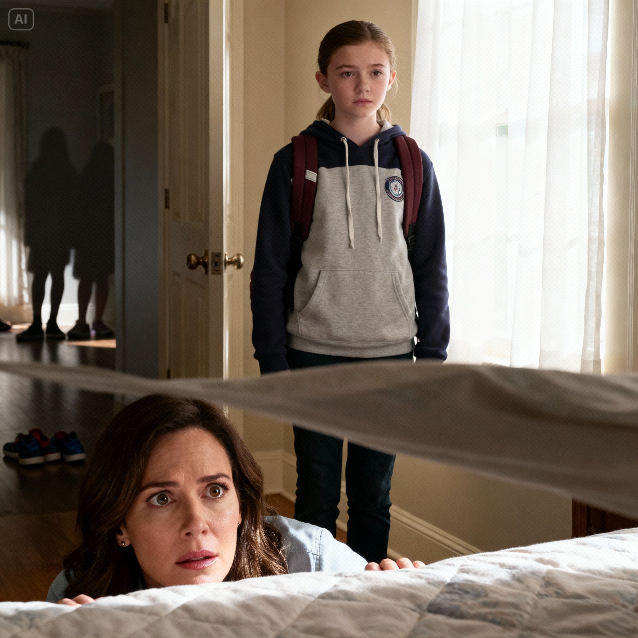 (nk)“Mi vecina insistía en que veía a mi hija en casa durante el horario escolar… así que fingí irme al trabajo y me escondí debajo de la cama. Minutos después, escuché varios pasos moviéndose por el pasillo.”